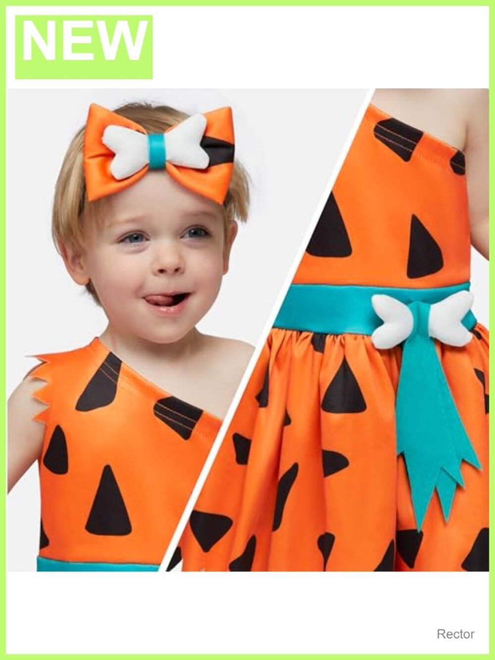 Toddler Halloween Caveman Costume Dress with Headband One-Shoulder - Picture 2 of 6